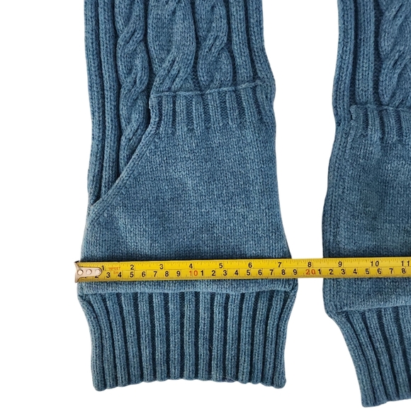 SIMONS LE 31 Men's Knit Scarf with Hand Warmer Pockets 100% lambswool– blue - Picture 5 of 7